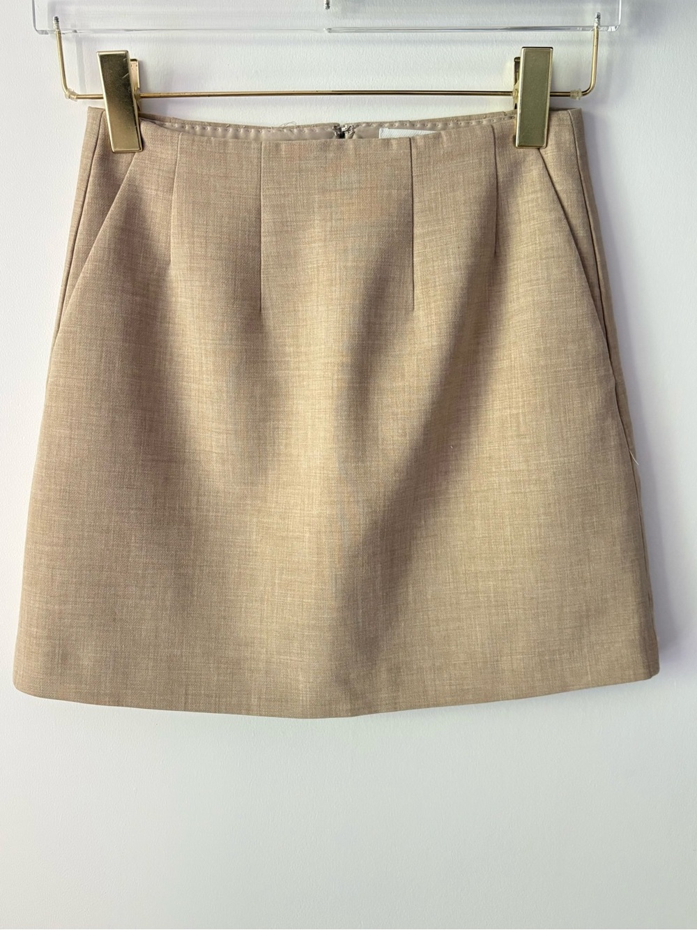 Aritzia Babaton Womens Kinsley A-Line Mini Skirt Size 2 Office Oatmeal Beige